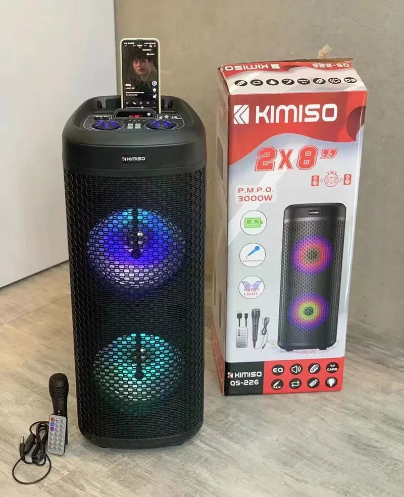 3000W Peak High Power Portable Wireless Bluetooth Speakers – Heavy Bass, Outdoor, with Mic and LED Cool Light