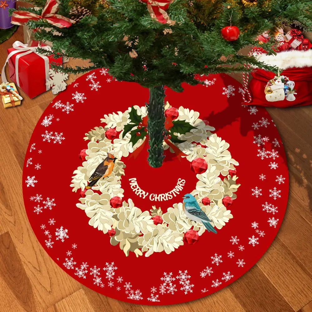 72/92/122Cm Christmas Tree Skirt Red Christmas Tree Foot Cover Santa Claus Snowflake Christmas Tree Carpet Base Mat Decorations 