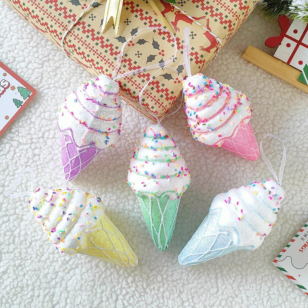 Christmas Hanging Candy Balls Ornament Donut Cupcake Ice Cream Cone Christmas Tree Pendant Home Navidad Christmas Decoratio 2024