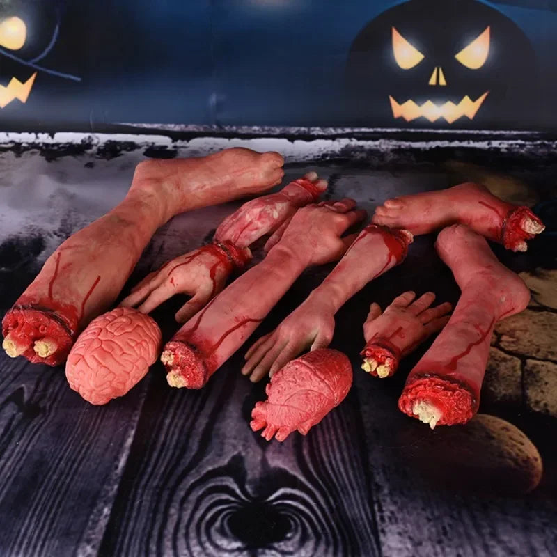 Halloween Horror Props Simulation Human Limbs Ornaments Hands and Feet Brain and Heart Haunted House Props Halloween Decoration