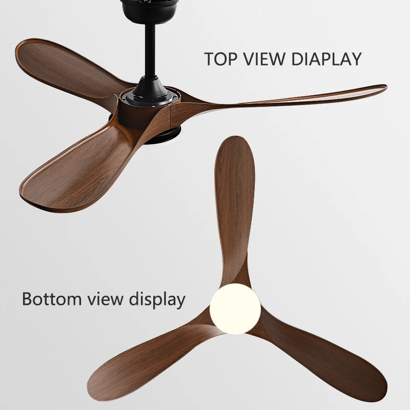 42/52/60 Inch Ceiling Fan – 3 ABS Blades, DC 35W Pure Copper Motor, with Remote Control and 24W LED Light, for Restaurant 