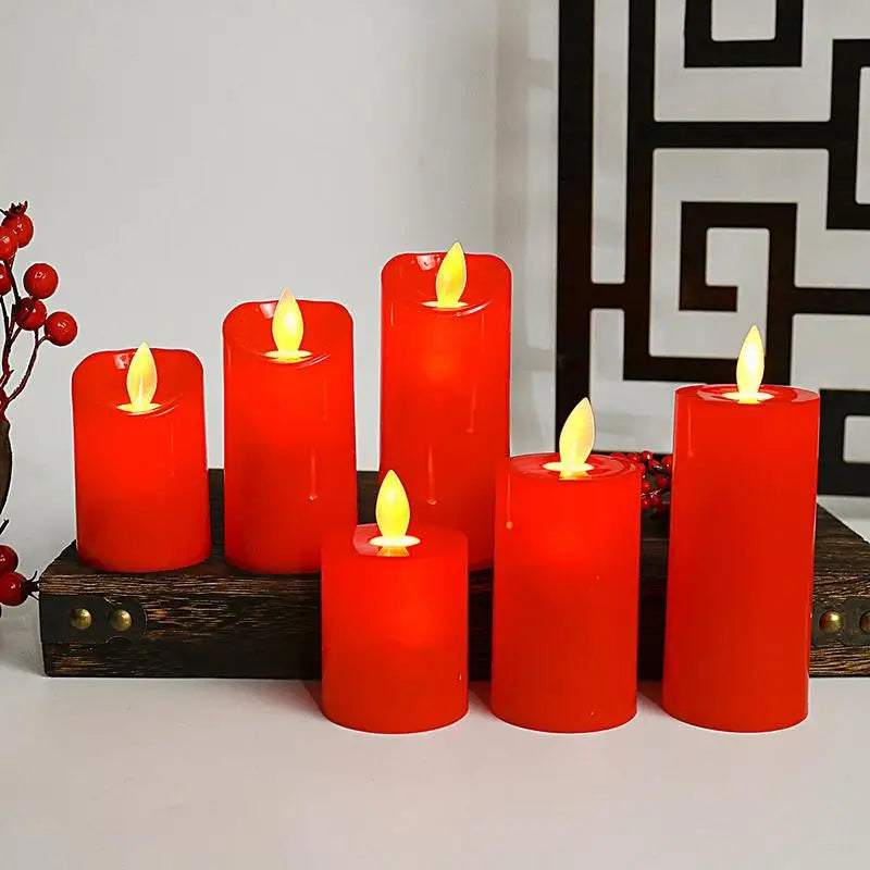 Red Battery Operated Candles Red Flameless Votive Candles LED Candles Table Decoration for Wedding Festival Christmas Outdoor