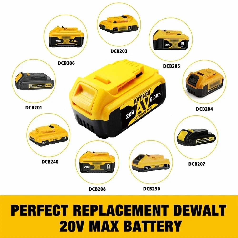 20V 6Ah MAX Lithium Battery â€“ Replacement for DeWalt DCB184, DCB181, DCB182, DCB200, 20V, 6A, 8A, 12A, 18VÂ 