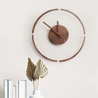 Solid Wood Glass Wall Clock Nordic Minimalist Style Pointer Quartz Silent Drive Living Room Office Background Home Decoration 
