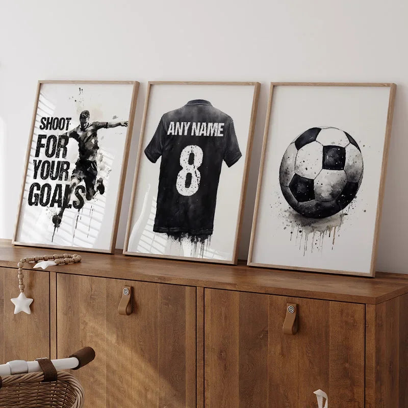 Custom Name Soccer Jersey – Kids Football Club Posters and Prints, Canvas Painting, Wall Art, Living Room Home Decoration, Aesthetics 
