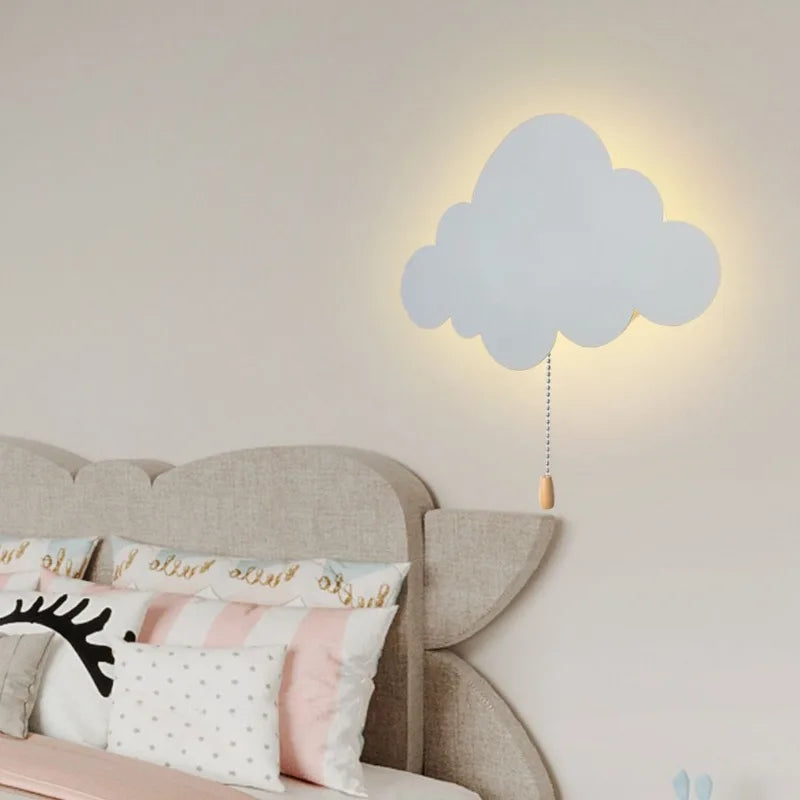 Cartoon Wall Lamp – Moon & Cloud Design, Mobile Charging, Creative LED Lights for Children's Bedroom Decor