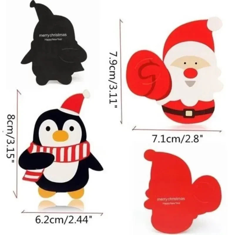 Wholesale Lollipop Paper Cards Christmas Cartoon Santa Claus Snowman Penguin Candy Package Wrap Sugar Holders Gifts Party Decor