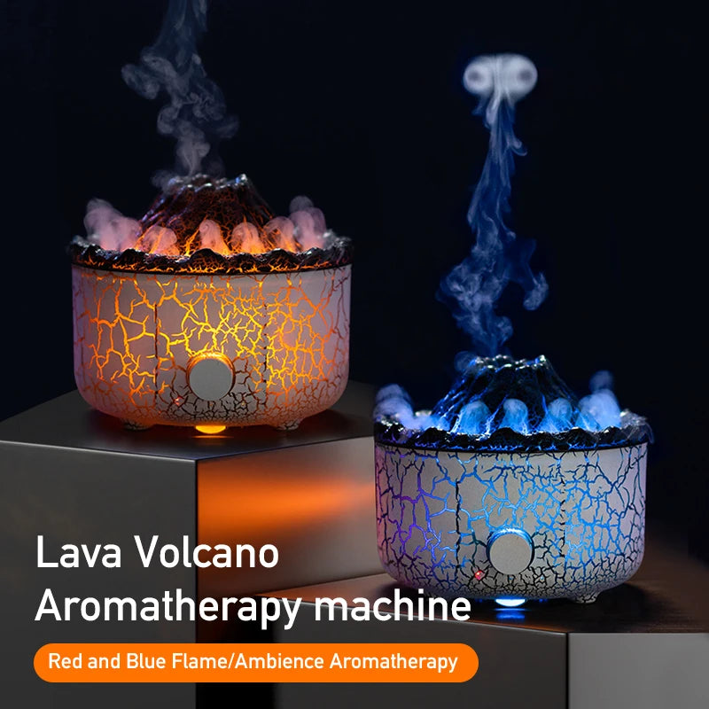 Lava Volcano Air Humidifier and Essential Oil Diffuser with Ambient Light - Aroma Diffuser for Bedroom and Office