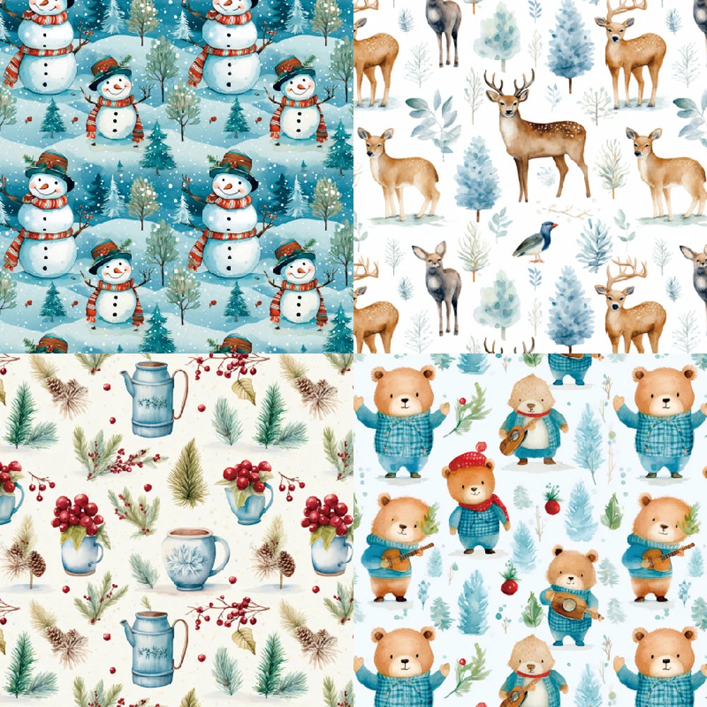 KLJUYP 24 sheets 6"X6" Christmas Snowman Paper Scrapbook paper Scrapbooking patterned paper pack DIY craft Background paper