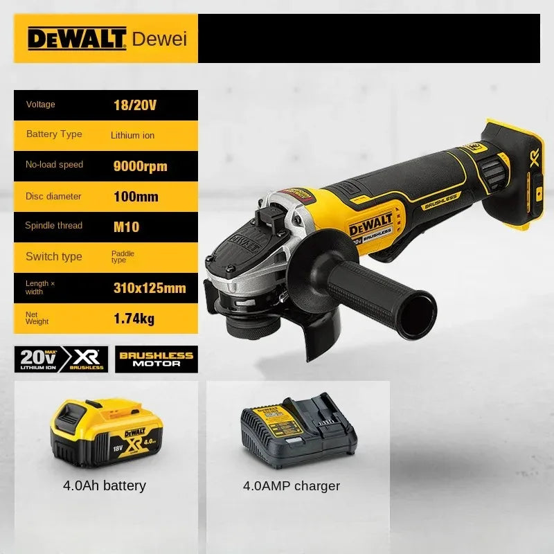 DEWALT DCG405 125mm Flat Head Angle Grinder â€“ Bare Machine Tool, 18V Lithium Battery, BrushlessÂ 