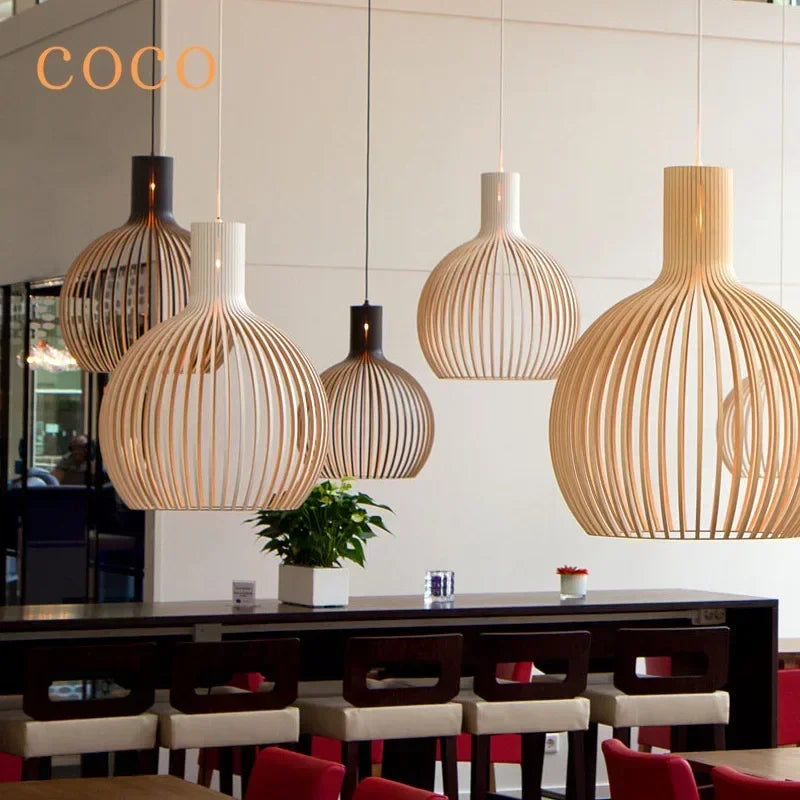 Designer Pendant Lamp – Country Style Foscarini Wood Cage Chandeliers, Black Bamboo Lighting Fixtures, Drop Shipping