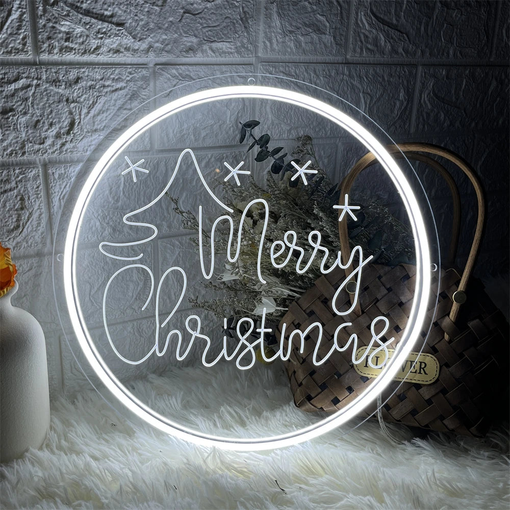 Carving Merry Christmas Room Decor Neon Sign LED Light Christmas Decoration 2023 For Home Bar Club Holiday Xmas Party Wall Decor