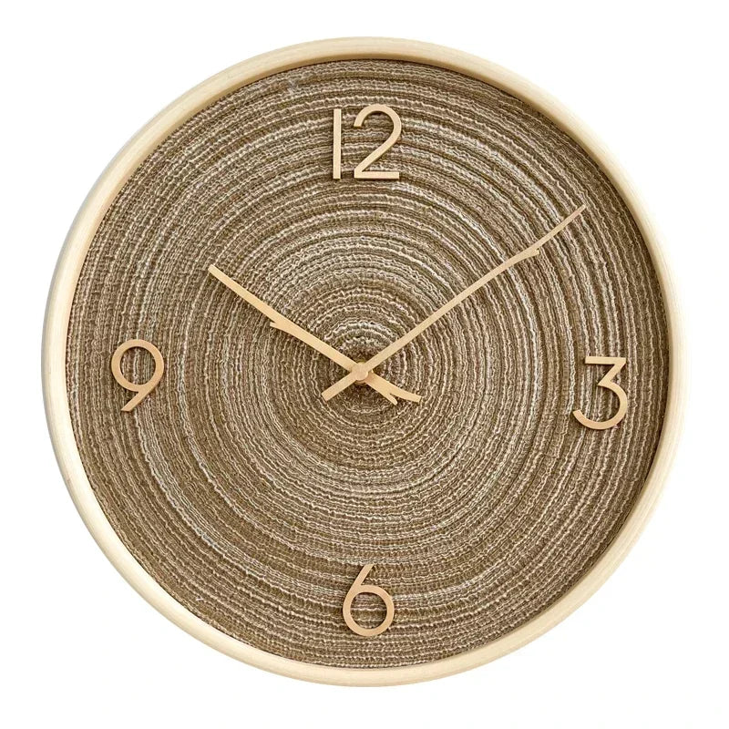 Solid Wood Silent Wall Clock - Modern Nordic Style for Living Room, Simple and Decorative Art