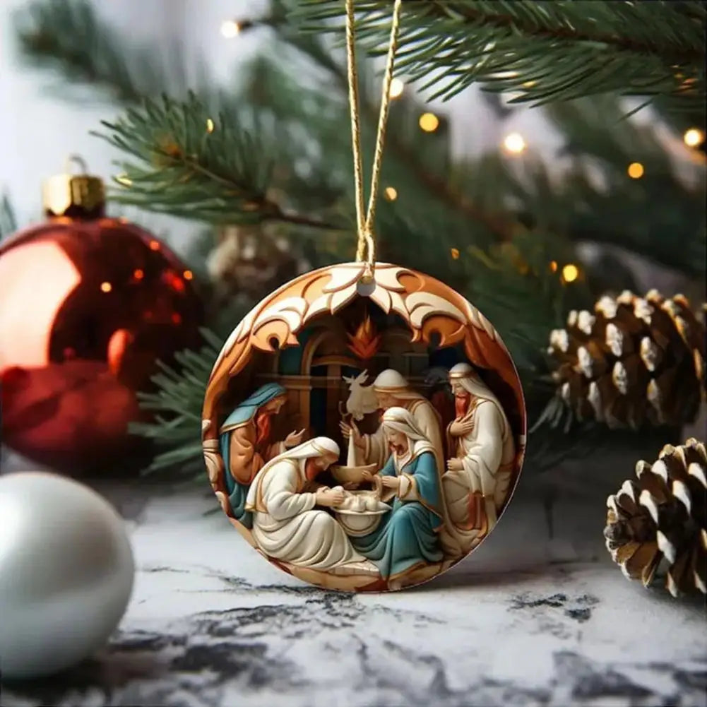 Festive Christmas Ornament 3d Effect Christmas Nativity Decoration Reusable Acrylic Ornament For Indoor/outdoor Xmas Tree Birth 