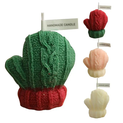 3D Woolen Gloves Aromatherapy Candle DIY Candle Setting Craft Epoxy Resin Plaster Soy Wax Candles for Christmas Decorations 
