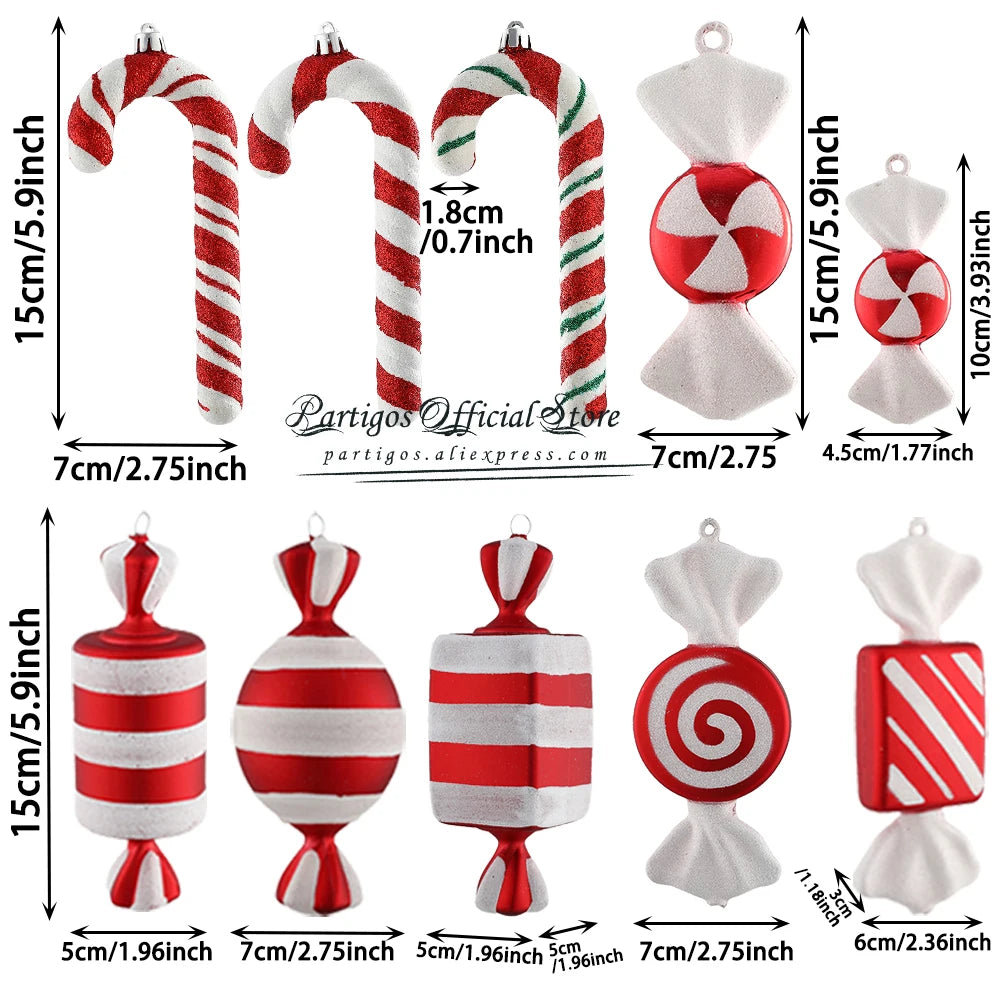 Multi Styles Cute Candy Canes Christmas Balls Christmas Tree Decorations 2023 Hanging Ornament Navidad Gifts Home Decor New Year