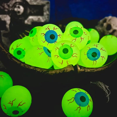 10pcs Glow in The Dark Eyeball 32MM Bouncy Ball Halloween Supplies Toys Horror Luminous Scary Ball Kids Toys Gift Fake Eyeballs 