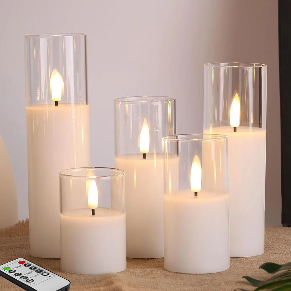 9Pcs LED Flameless Candles Light Simulation Acrylic Wedding Romantic Candle Lamp with Remote Control Party Christmas Home Decor