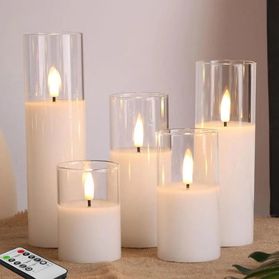 9Pcs LED Flameless Candles Light Simulation Acrylic Wedding Romantic Candle Lamp with Remote Control Party Christmas Home Decor 