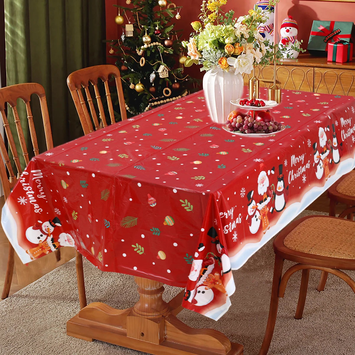 Christmas Tablecloth Merry Christmas Decorations For Home 2023 Xmas Table Flag Cover Navidad Noel Table cloth New year 2024 Gift