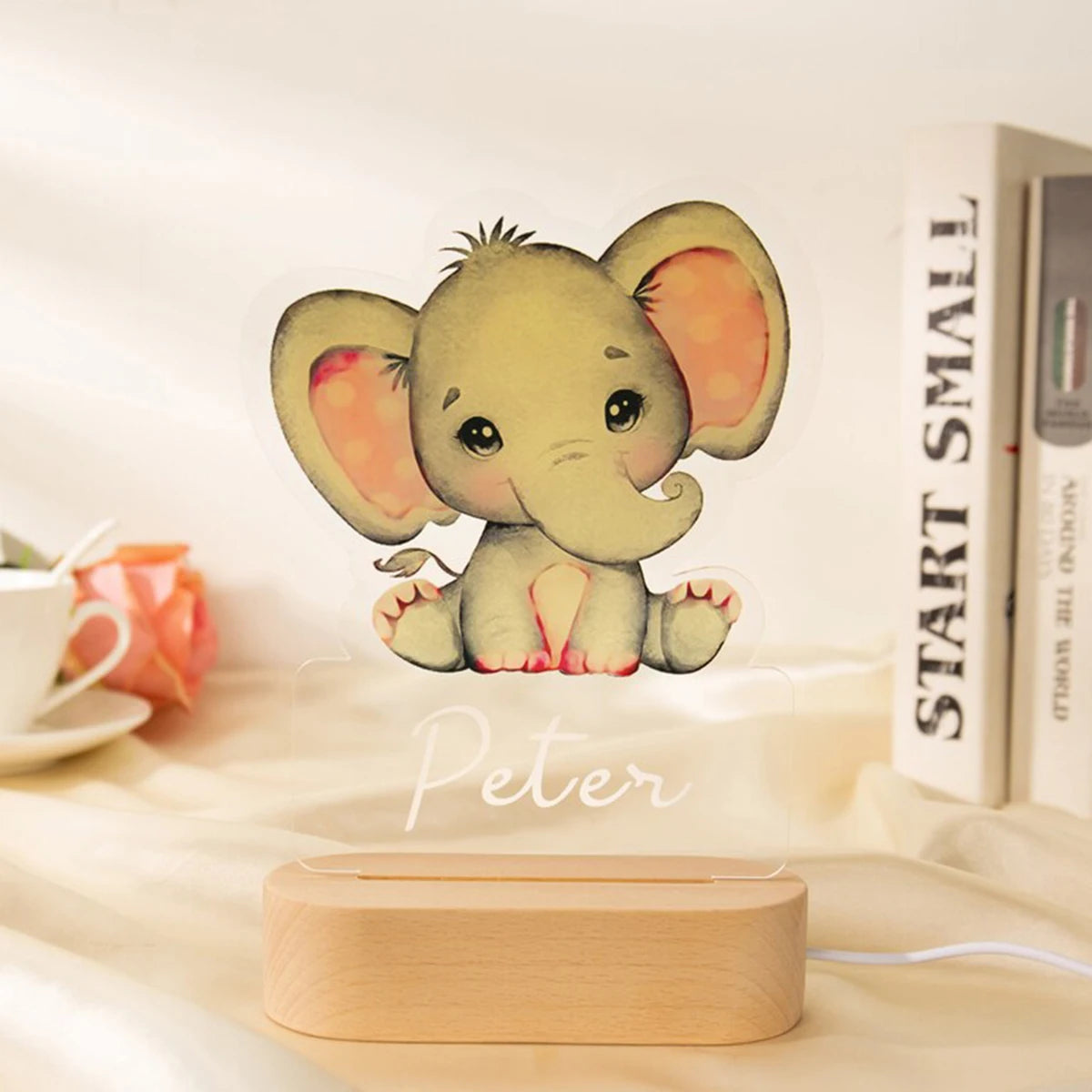 Personalized Children’s Animal Night Light - Custom Name Acrylic Lamp for Baby Kids Bedroom, Home Decoration & Birthday Gift