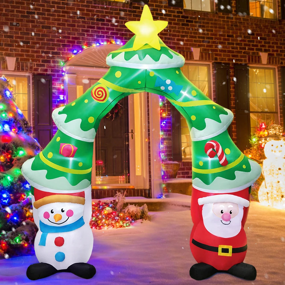 Christmas Tree Arch Snowman Santa Claus Polar Bear Home Outdoor Inflatable Decoration With LED Light Garden Party Decor Gifts