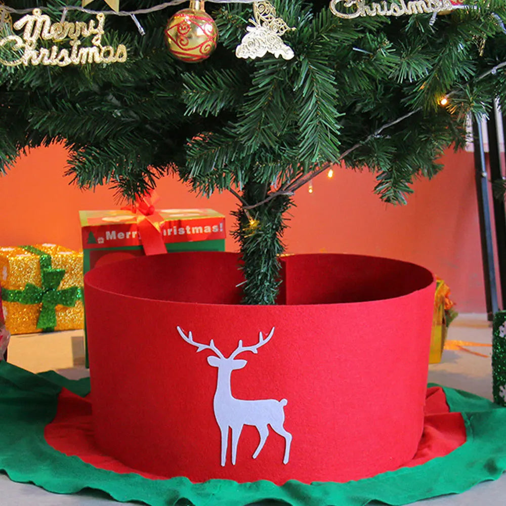 60/90/120CM Tree Skirt Christmas Tree Skir Xmas Tree Mat Christmas Tree Round Basket Elk Printed Christmas Tree Base Cover New 