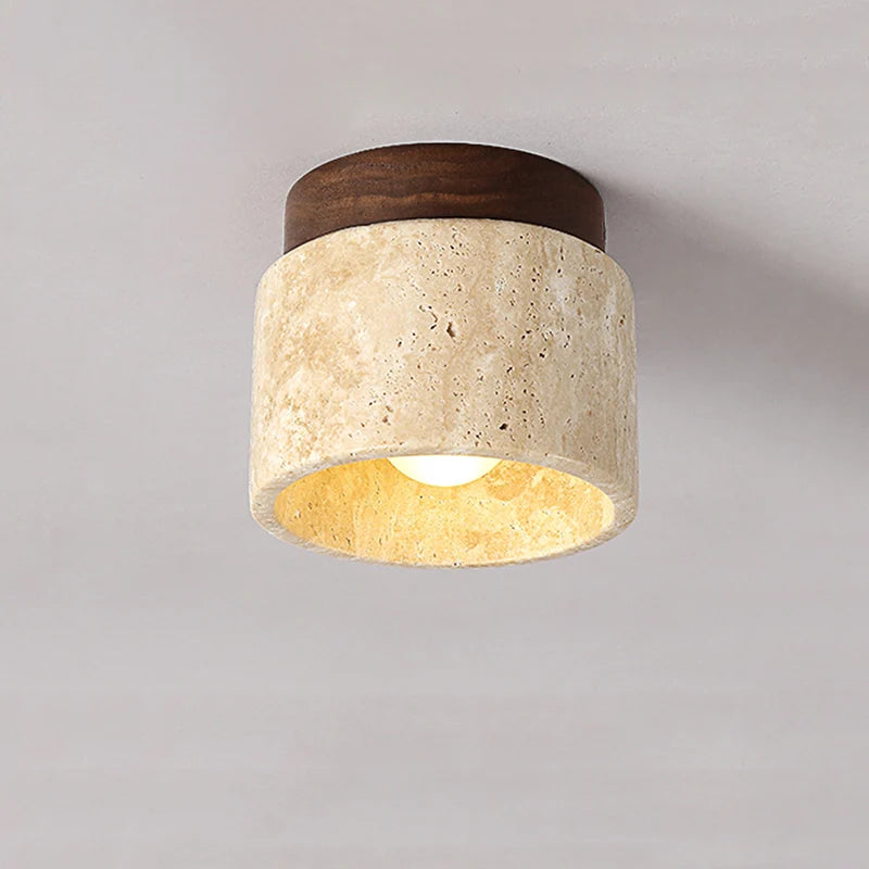 Wabi Sabi Yellow Marble Ceiling Light – Decorative Lamp for Lobby, Entrance, Corridor, Balcony, Restaurant, Hotel, and Aisle