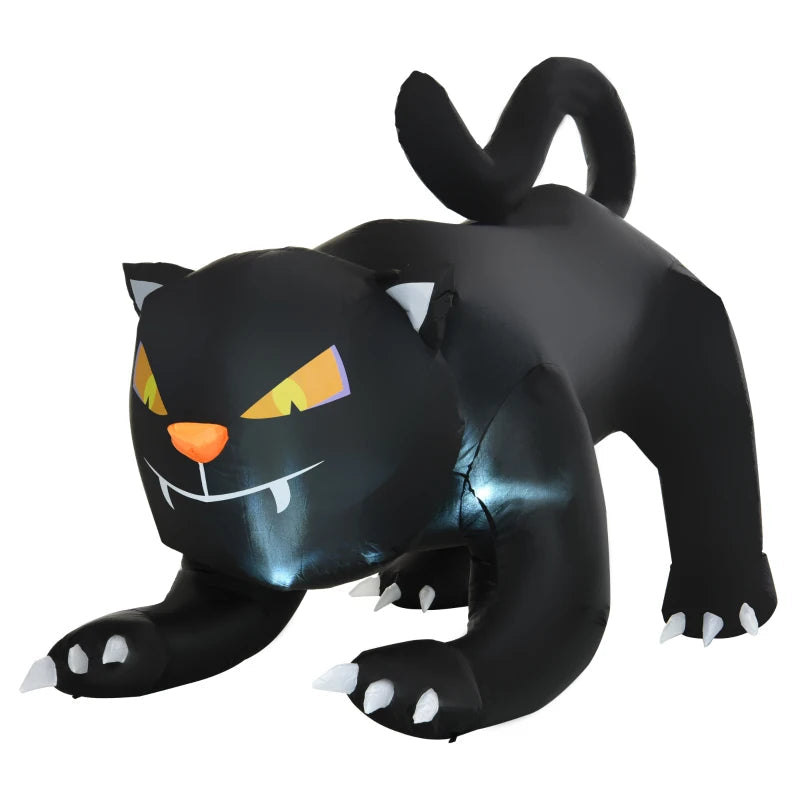 HOMCOM 4ft Tall Inflatable Black Cat – Halloween Airblown Yard Decoration 