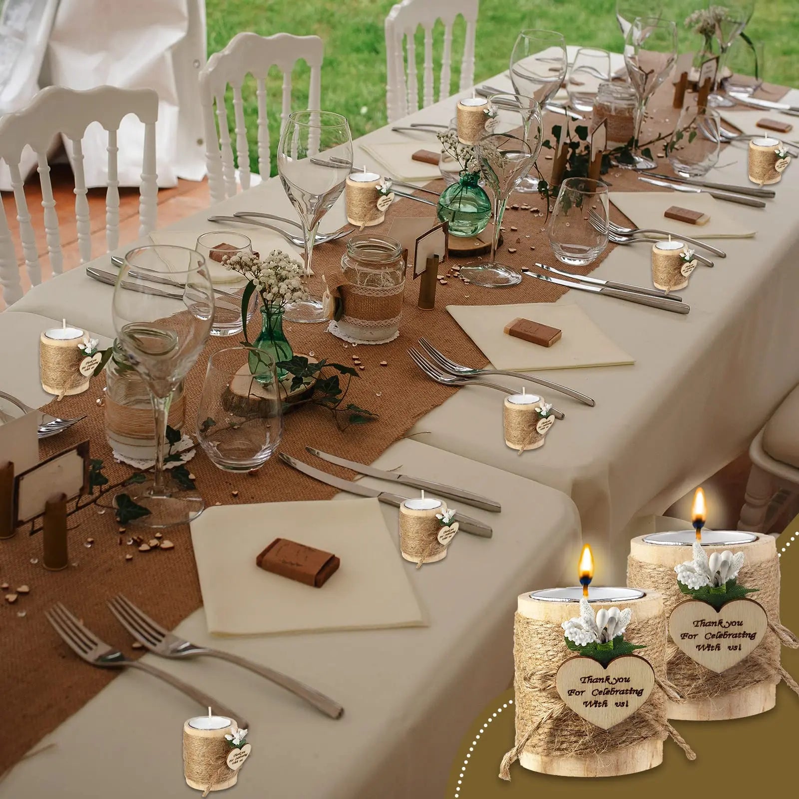 10/20/30/50Pcs Wedding Bridal Shower Favors Candles for Guests Gift Wedding Wooden Tealight Candle Holders Christmas Candlestick 