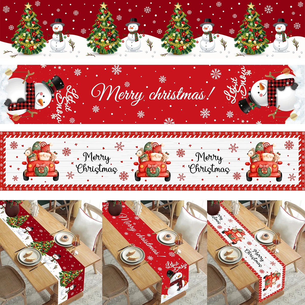 Christmas Table Runner Merry Christmas Decorations For Home 2024 Cristmas Table Flag Cover Navidad Noel Gift New year Tablecloth