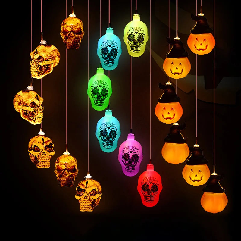 Halloween Pumpkin Solar Wind Chime Outdoor Lights Halloween Hanging LED Solar Lights Outdoor Garden Patio Halloween Decoration