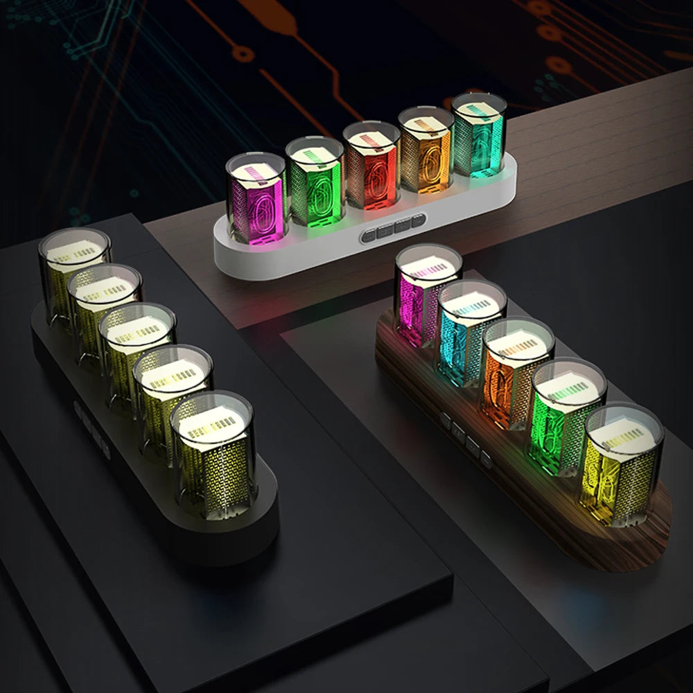 Digital Nixie Tube Clock with RGB LED Glows – Game Room Desktop Decoration, Luxury Box Packing for Gift Idea