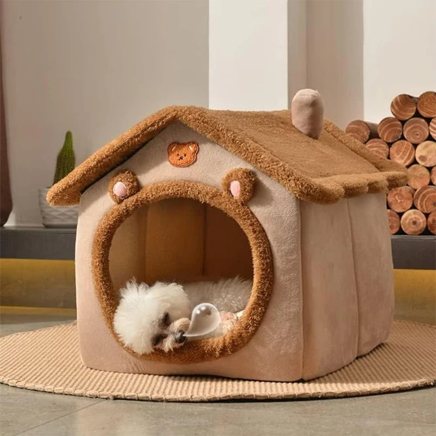 Foldable Pet House Removable Washable Cat House Puppy Cave Sofa Pet Bed House for Extra Small Dogs and Small and Medium Cats 