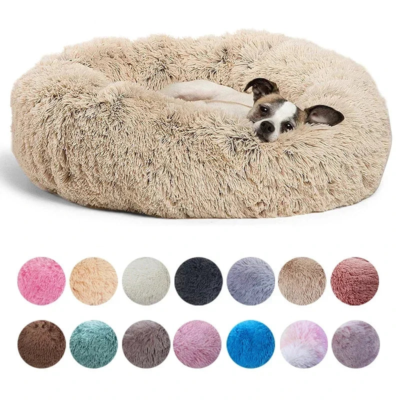 40-90cm Round Pet Bed for Large Dog Bed Super Soft Cat Bed Long Plush Dog House for Medium Dog House Winter Warm Sleeping 