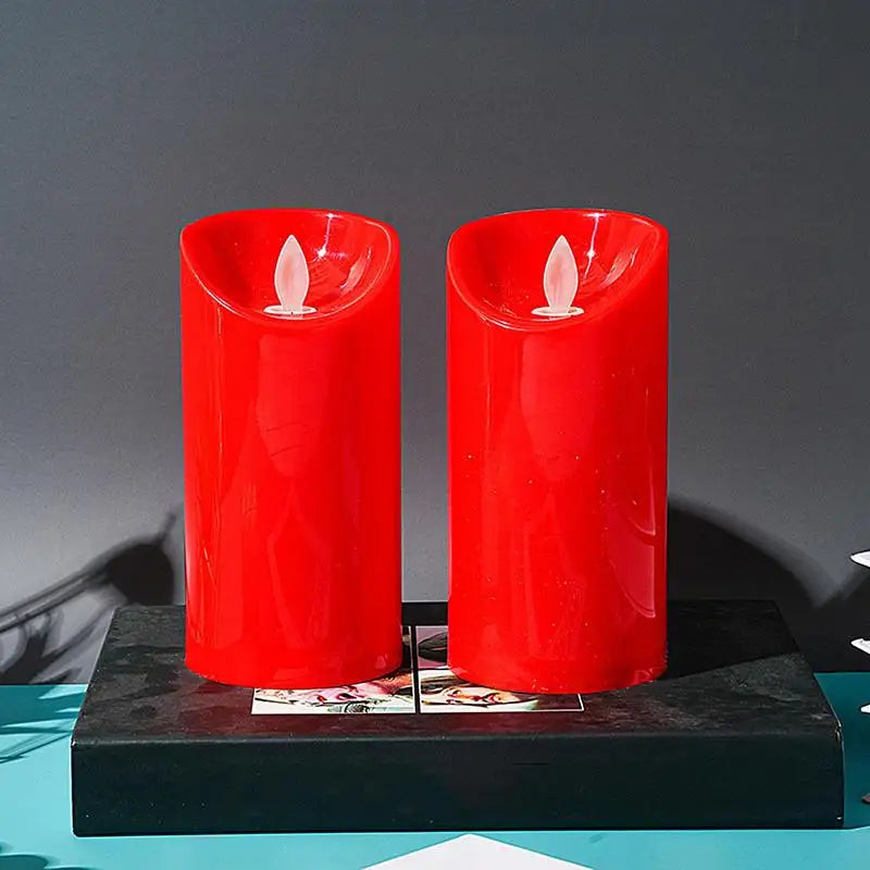 Red Battery Operated Candles Red Flameless Votive Candles LED Candles Table Decoration for Wedding Festival Christmas Outdoor