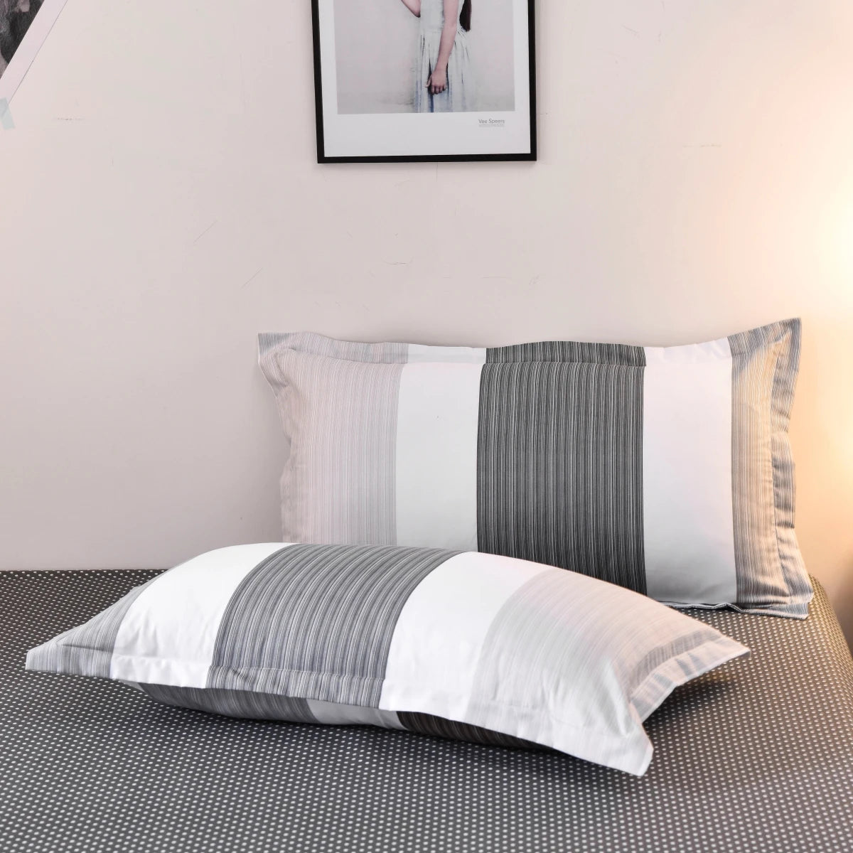 3PCS Geometric Duvet Cover Set – Modern Classic Stripe Bedding, Queen/King Size, Soft Comforter Cover with Double-Sided Pattern 