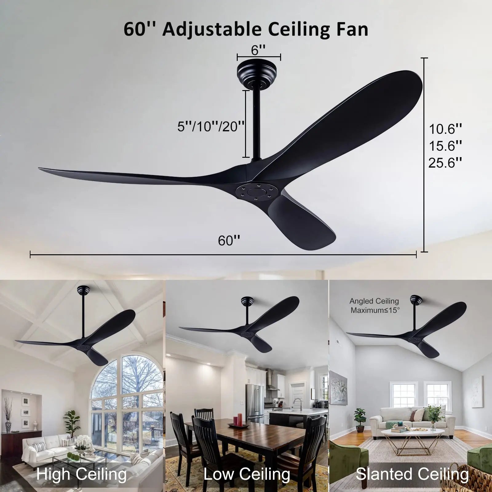 Big 60-Inch ABS Ceiling Fan with LED – DC Motor, Remote Control, Ventiladores para Casa, Industrial Fan, Free Shipping 