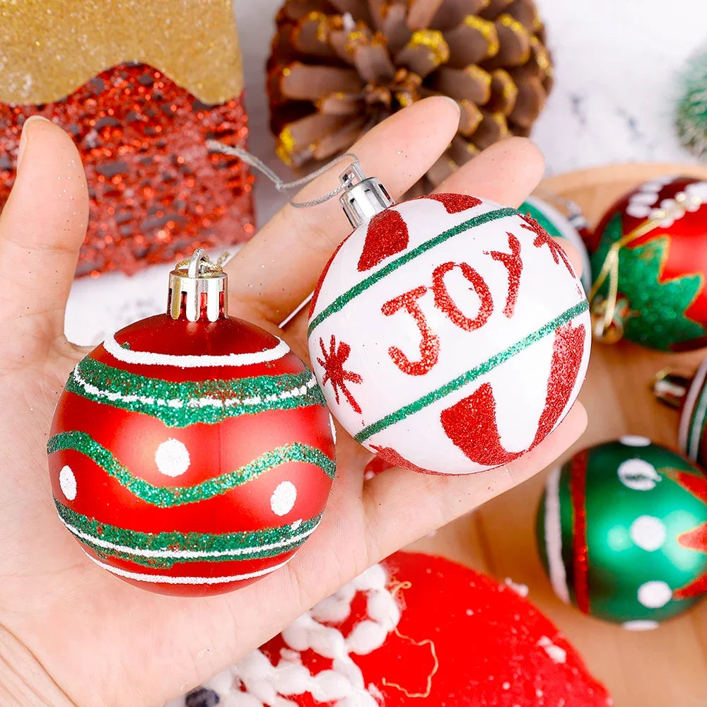 6Pcs/box Christmas Balls Ornaments Xmas Tree Hanging Pendants Home Christmas Party Decoration 2024 Navidad Natal New Year Gifts