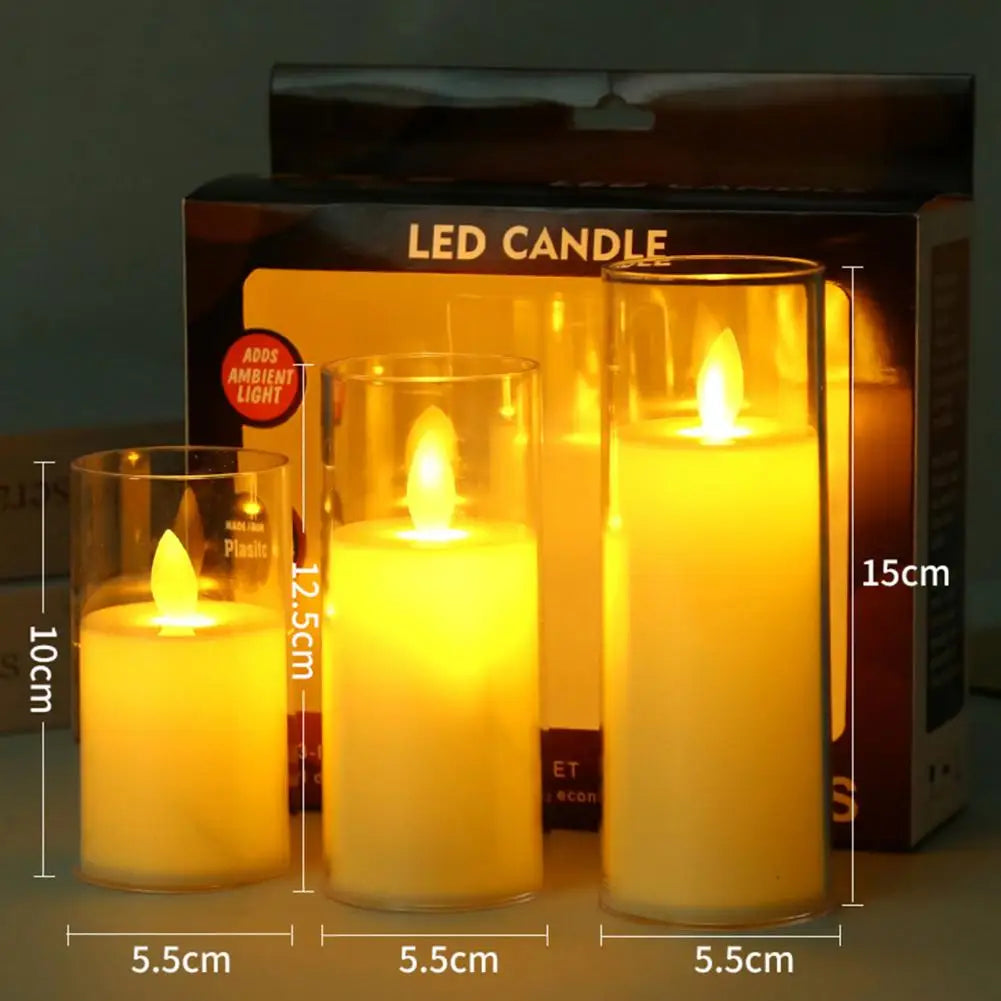 Swing Wick LED Candles Battery Powered Led Tea Lights Christmas Decoration Flameless Candle Glass Cup LED Glowing Candle Light