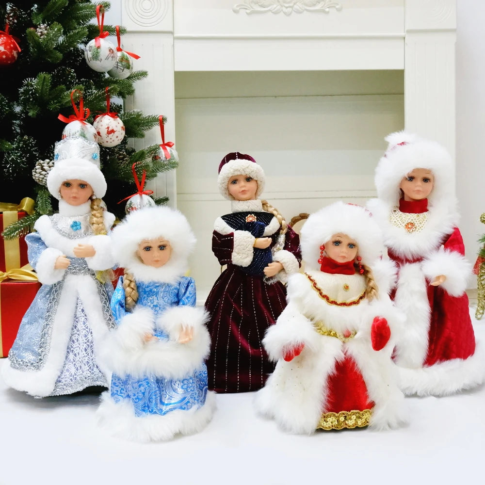 Big Santa Claus Figure Christmas Electric Santa Plush Toys Clause Christmas Decoration for Home Christmas Ornaments Snow Maiden