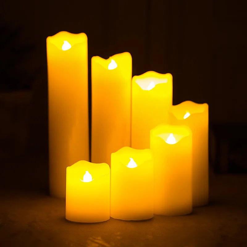 20cm 5cm Paraffin Pillar Candle Φ5cm Christmas Tree Courtyard Garden Lights Yellow Flicker LED Wedding Party Lighting Decors