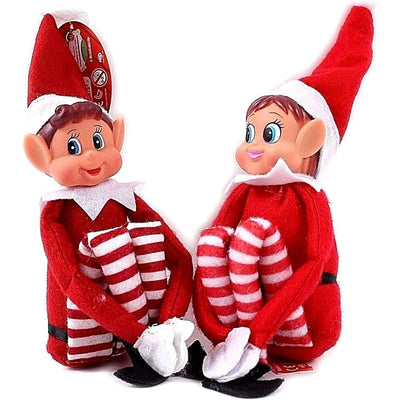 42cm Christmas Elf Doll for Kids Mini Toy Elf Dolls for Christmas Poseable Little Elf Shelf Sitters with Dangling Legs 
