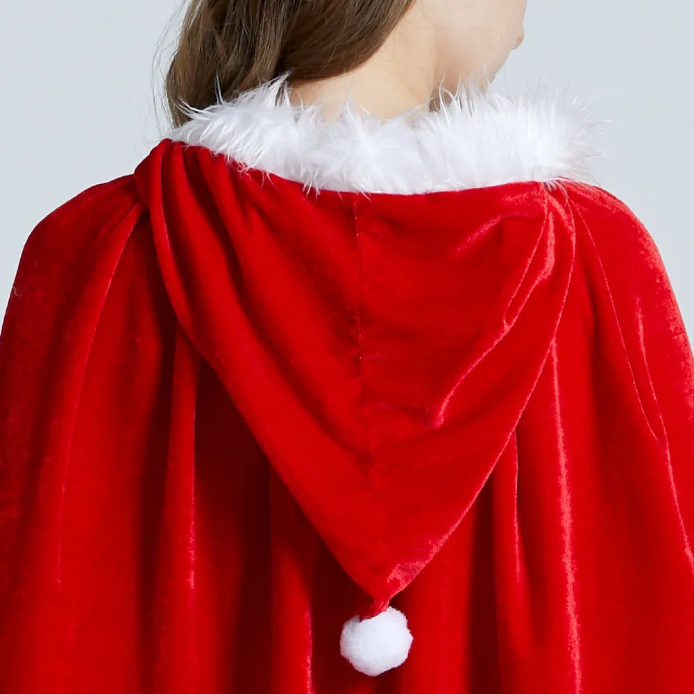 80/120/150cm Christmas Cloak Cosplay Dress Up Cape Christmas Show Costumes Winter Warm Coat Party Cape Christmas Decoration