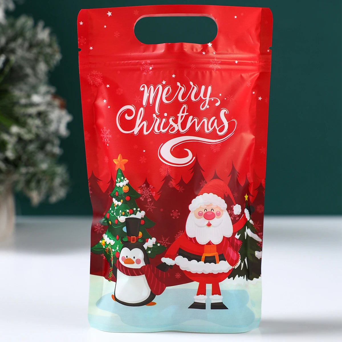 Christmas Santa Zipper Stand Up Bags Christmas Decor For Home 2024 Navidad Natal Noel Xmas Candy Cookie Bags New Year Gift 2025 