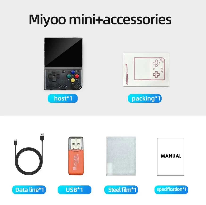 Portable 3.5 Inch MIYOO Mini Plus Retro Handheld Game Console - Open Source, 128G Video Games Player, Ideal Kids Gift