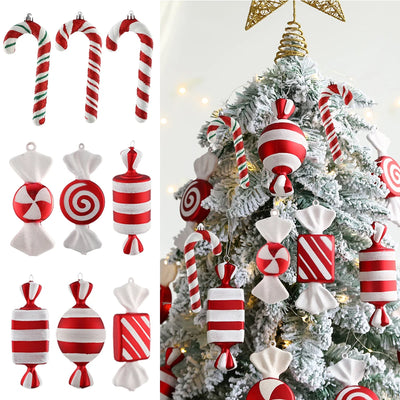 Multi Styles Cute Candy Canes Christmas Balls Christmas Tree Decorations 2023 Hanging Ornament Navidad Gifts Home Decor New Year 