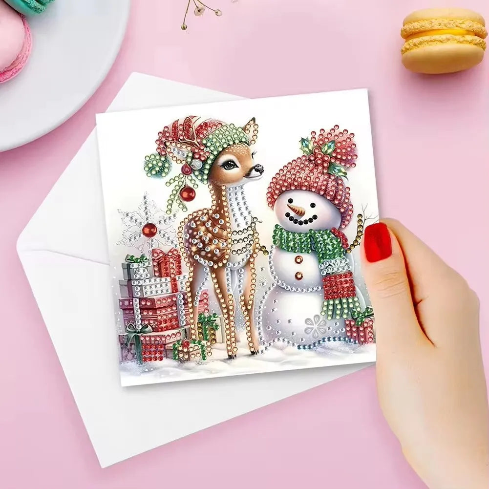 12pcs Christmas Cards Diamond Painting Card Diy Diamond Embroidery With Envelope Card Set Christmas Gift Festival Greeting Card