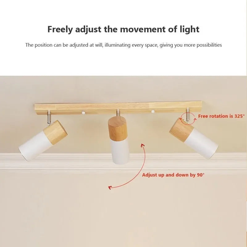 Wood Ceiling Light – Nordic Rotatable Spotlight for Bedroom, Study, Foyer, Corridor, and Cloakroom, Simple Indoor Home Decor Lamp 