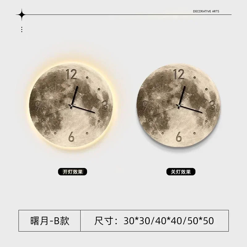 2023 New Decorative Painting Wall Creative Clock Light Light Clock Wall Clock Living Room Home Decoration Supplies 